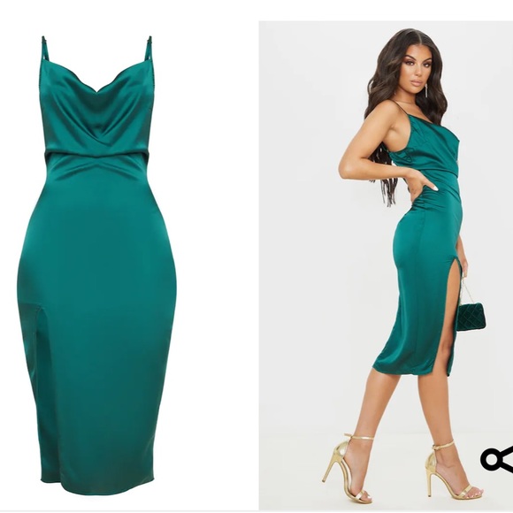 Green Satin Dress - NEW - US4 - Picture 2 of 4